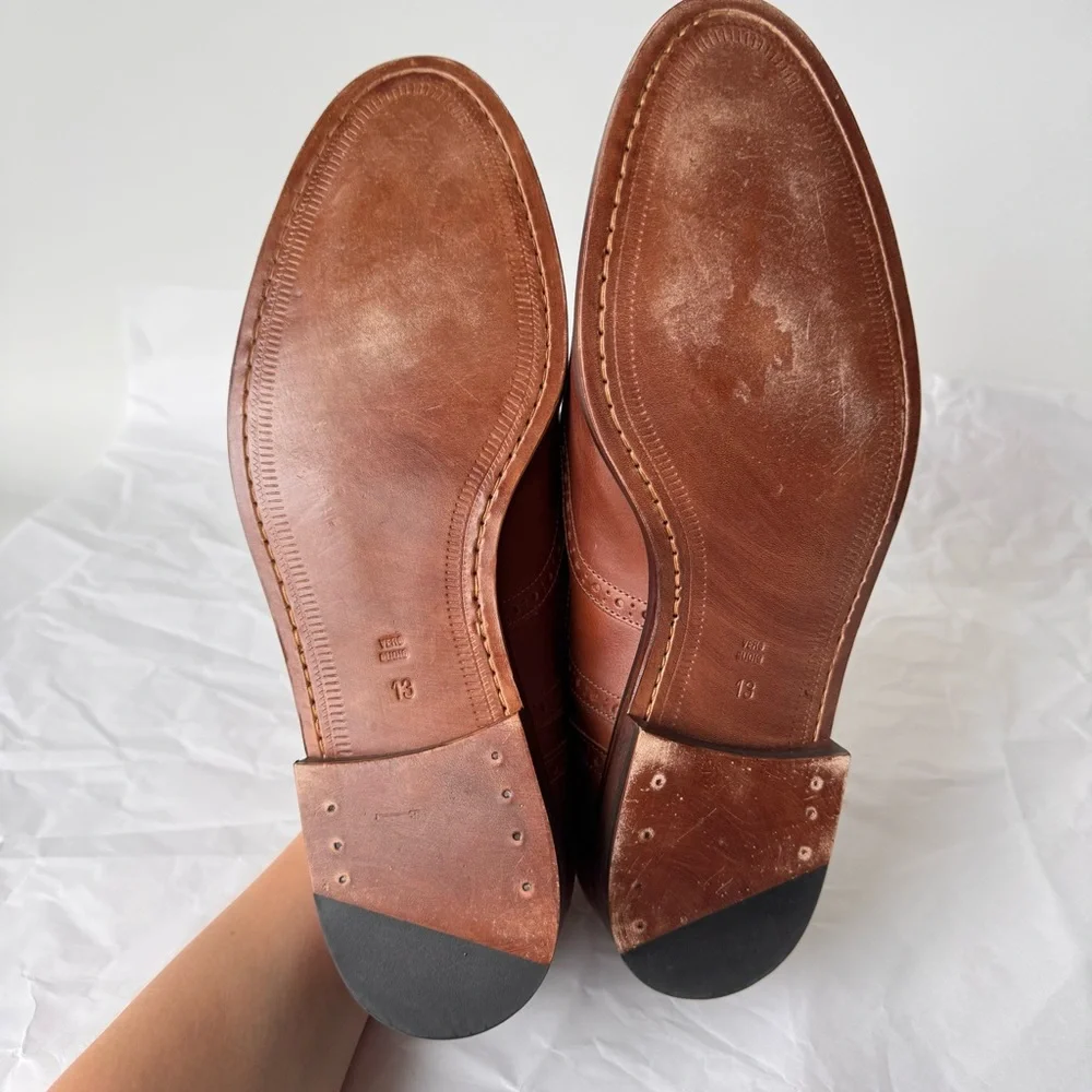 McCarren & Sons Tan Brown Brogued Oxfords Genuine Leather